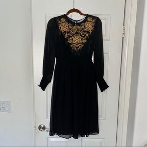 Black embroidery dress